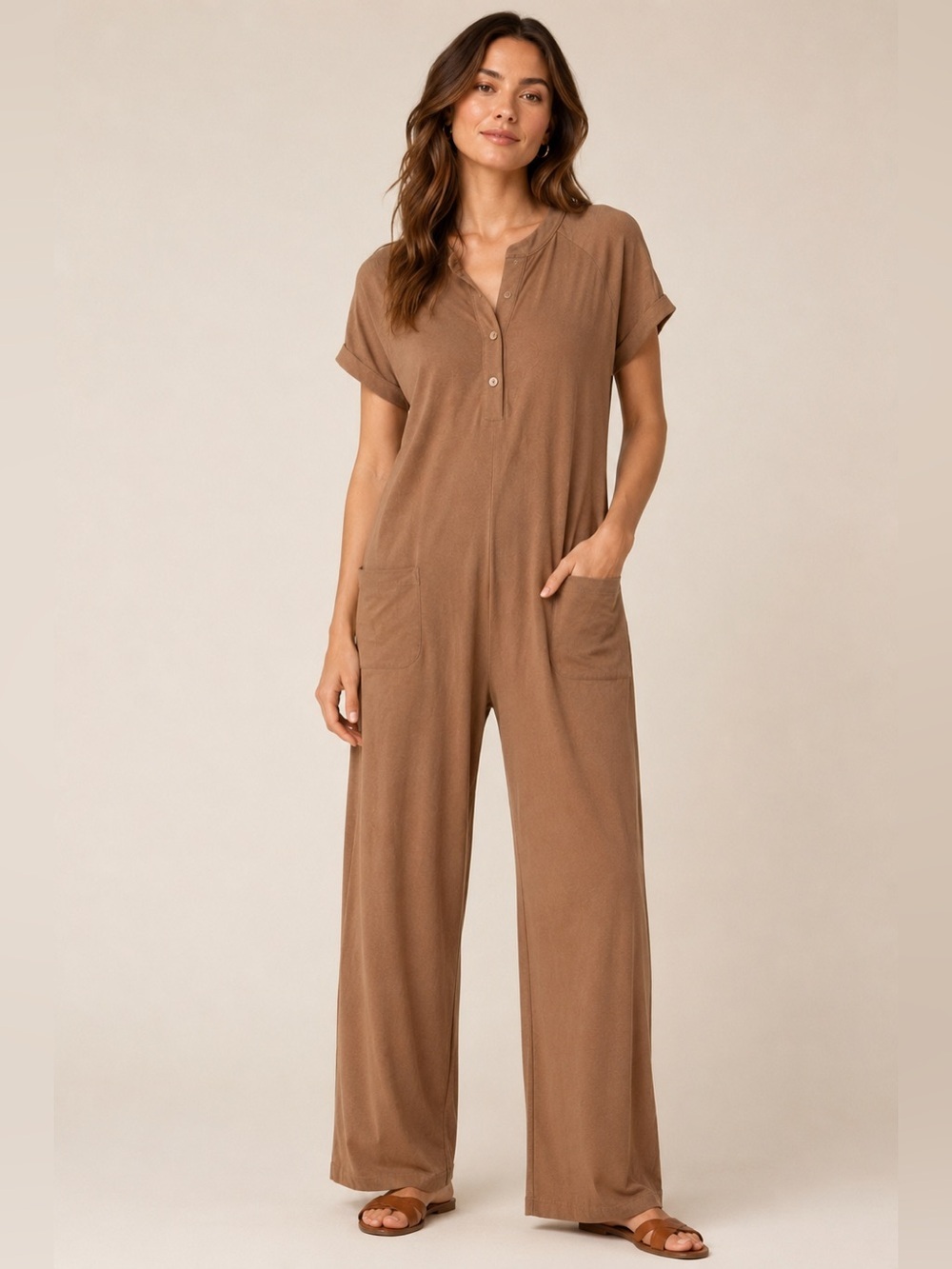 Petal and Pup Arcus Jumpsuit Mocha Brown Short Sleeve Size 4 NWT